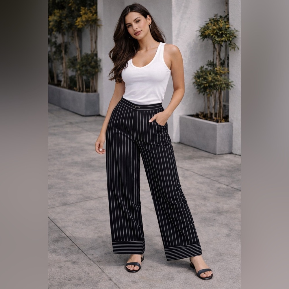 Striped Black and White Women's Pants